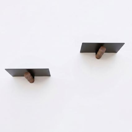 Set de 2 polițe de perete, 15 x 21 cm, negre