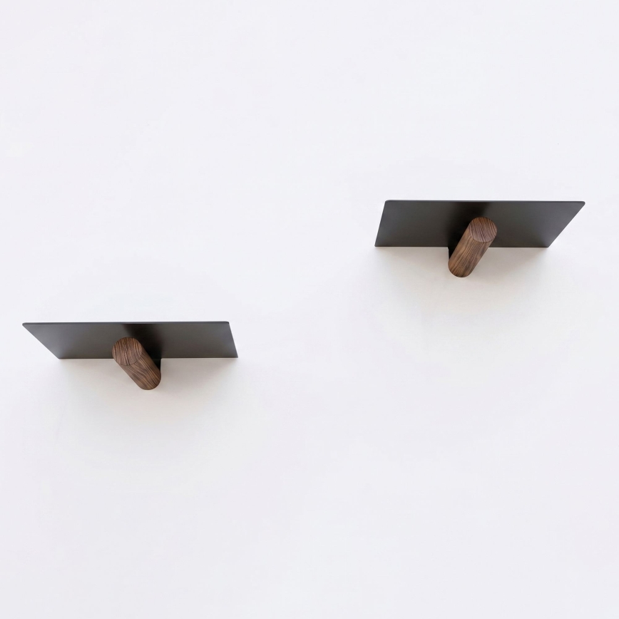 Set de 2 polițe de perete, 15 x 21 cm, negre