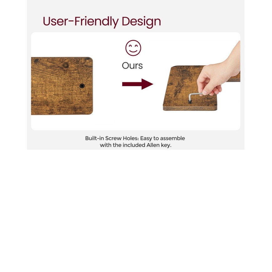 Set de 2 polițe de perete SHELFY, maro/negru