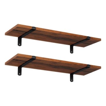 Set de 2 polițe de perete SHELFY maro/negru