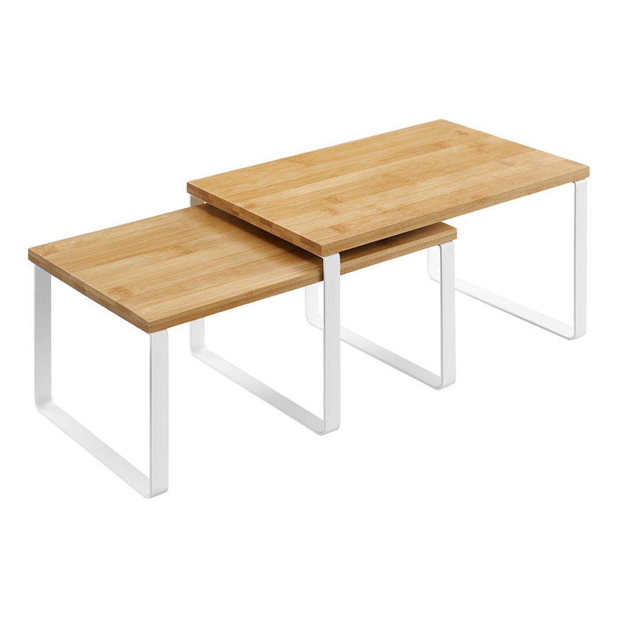 Set de 2 rafturi de depozitare MARGE, alb/maro