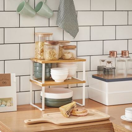 Set de 2 rafturi de depozitare MARGE, alb/maro