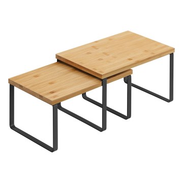 Set de 2 rafturi de depozitare MARGE, negru/maro