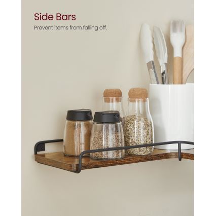 Set de 2 rafturi de perete SHELFY 40 x 10 x 29 cm, maro/negru