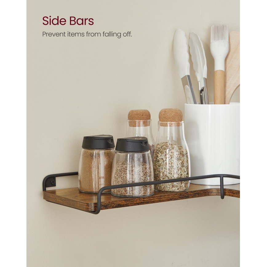 Set de 2 rafturi de perete SHELFY 40 x 10 x 29 cm, maro/negru