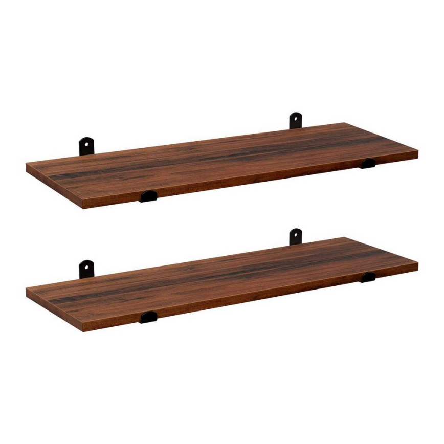 Set de 2 rafturi de perete SHELFY, maro/negru