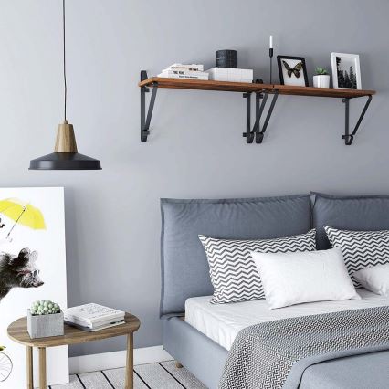 Set de 2 rafturi de perete SHELFY, maro/negru