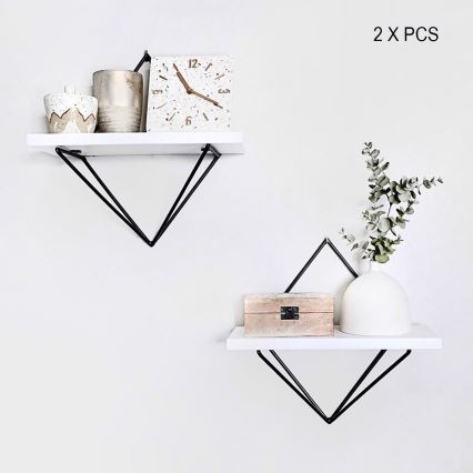 Set de 2 rafturi DIA, alb/negru