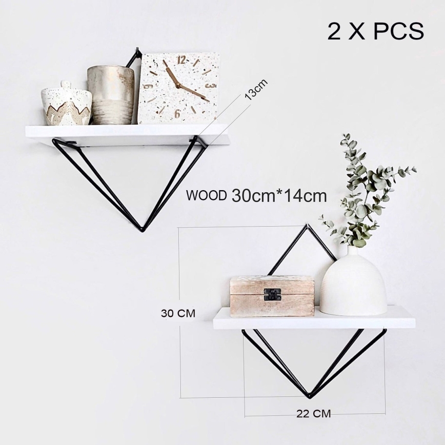 Set de 2 rafturi DIA, alb/negru