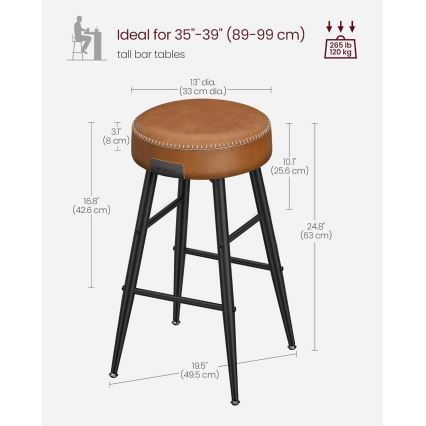 Set de 2 scaune de bar LIOR, maro/negru
