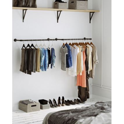 Set de 2 suporturi de perete LINEA pentru umerașe, negru