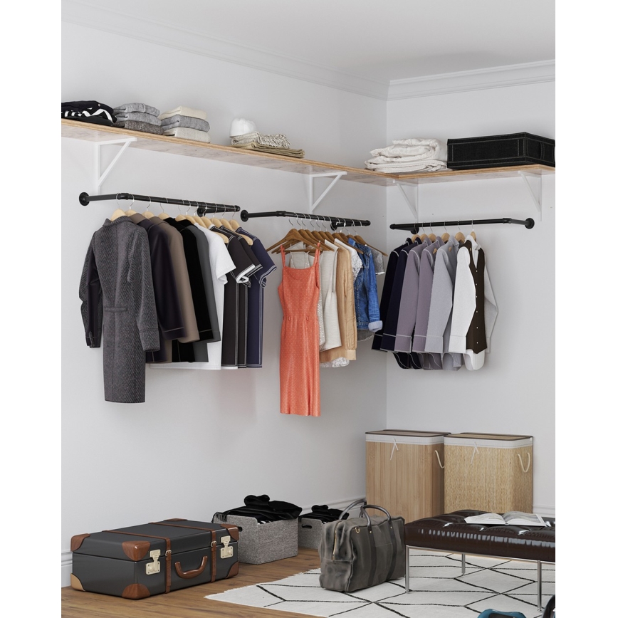 Set de 2 suporturi de perete LINEA pentru umerașe, negru