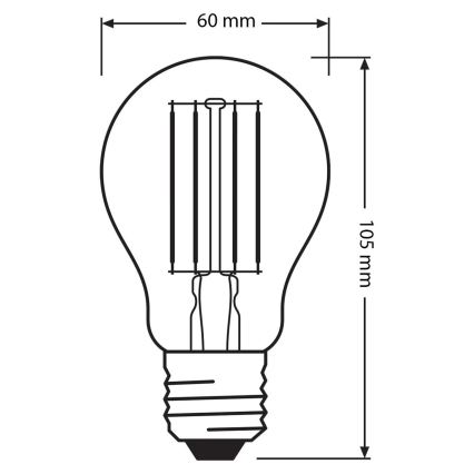 Set de 3 becuri LED Base Classic Filament A60, soclu E27, 11W, 230V, 4000K - Osram