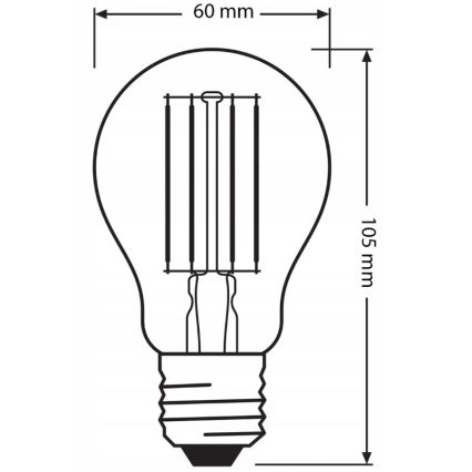 Set de 3 becuri LED BASE CLASSIC FILAMENT A60, soclu E27, 7,5 W, 230 V, 4000 K - Osram