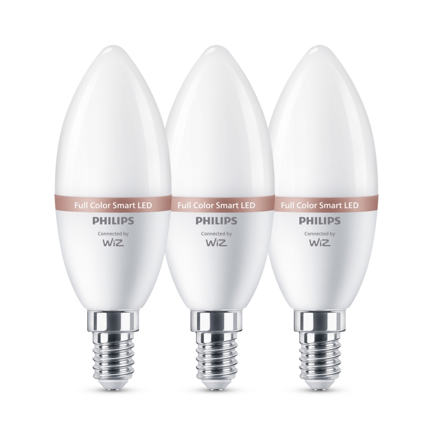Set de 3 becuri LED RGB reglabile Philips SMART C37 E14/4,9W/230V 2200-6500K CRI 90