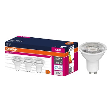 Set de 3 becuri LED spot PAR16 GU10, 6,9W, 230V, 6500K, 60° - Osram