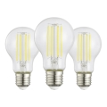 Set de 3 becuri LED Vintage A60, soclu E27, 7,2 W, 230 V, 2700 K - Eglo 110438