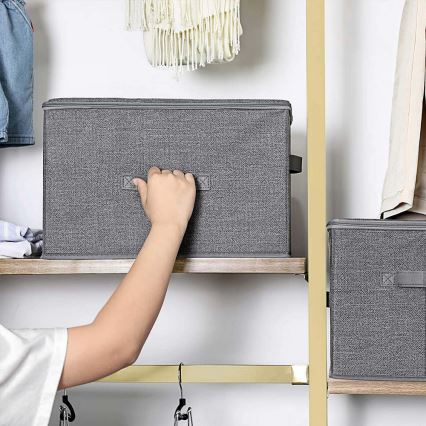 Set de 3 cutii de depozitare cu fermoar CURAN, gri