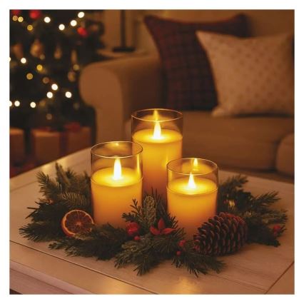 Set de 3 lumânări LED, alimentare 6x AA