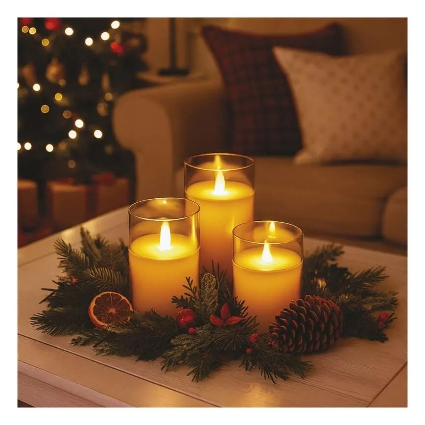 Set de 3 lumânări LED, alimentare 6x AA