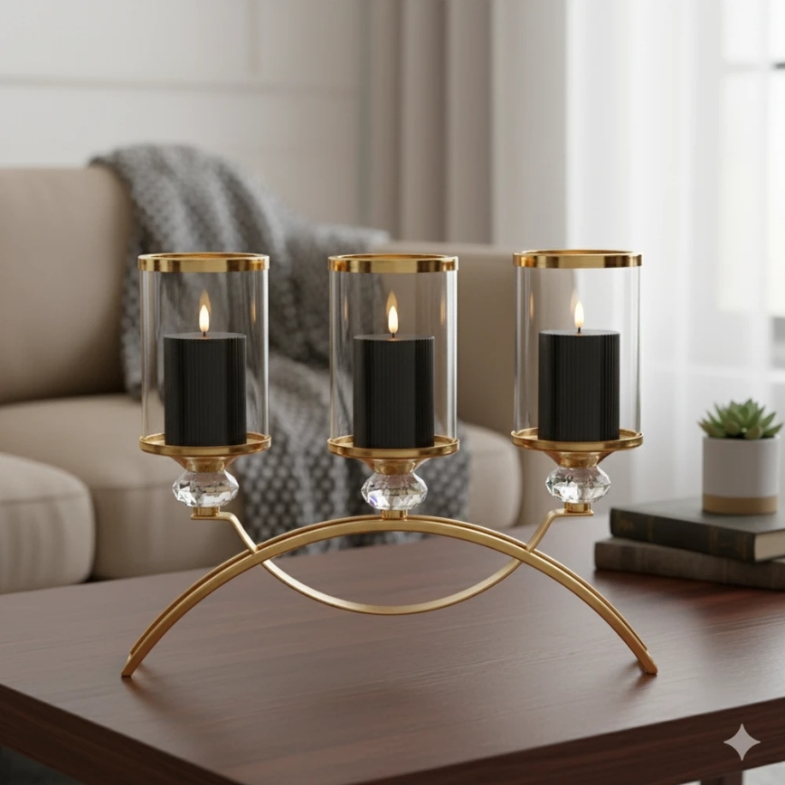 Set de 3 lumânări LED BRILLO, alimentare 2x AA, negru, cu telecomandă