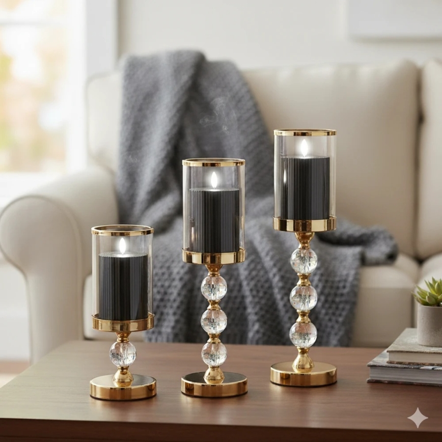 Set de 3 lumânări LED BRILLO, alimentare 2x AA, negru, cu telecomandă