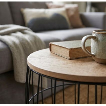 Set de 3 măsuțe de cafea BRISO Ø 31/38/42,5 cm, maro/negru