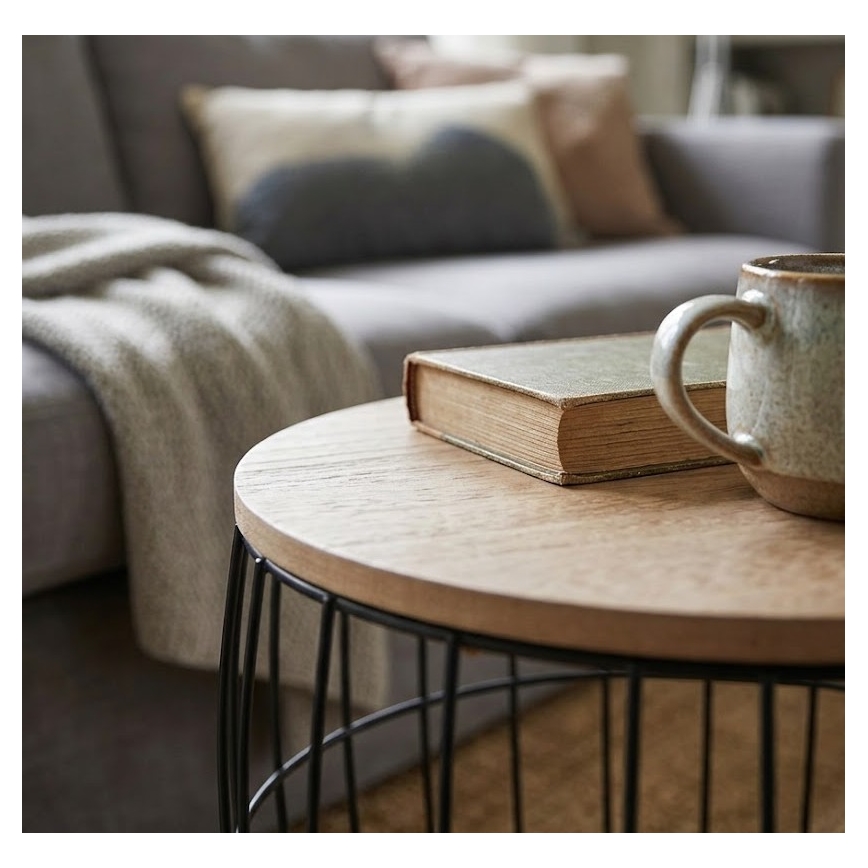Set de 3 măsuțe de cafea BRISO Ø 31/38/42,5 cm, maro/negru