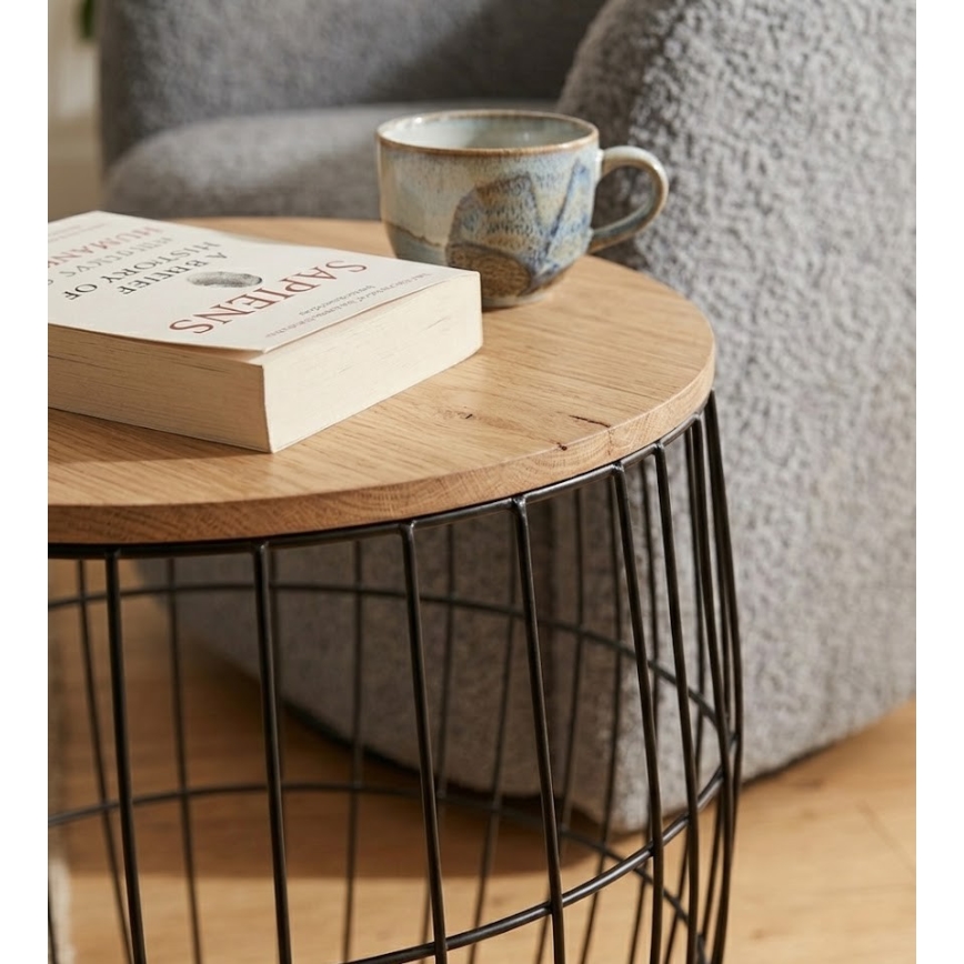 Set de 3 măsuțe de cafea BRISO Ø 31/38/42,5 cm, maro/negru