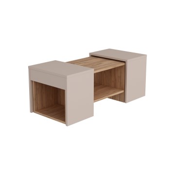 Set de 3 măsuțe de cafea SOLIS 45/45/100x30/30/40 cm bej/molid