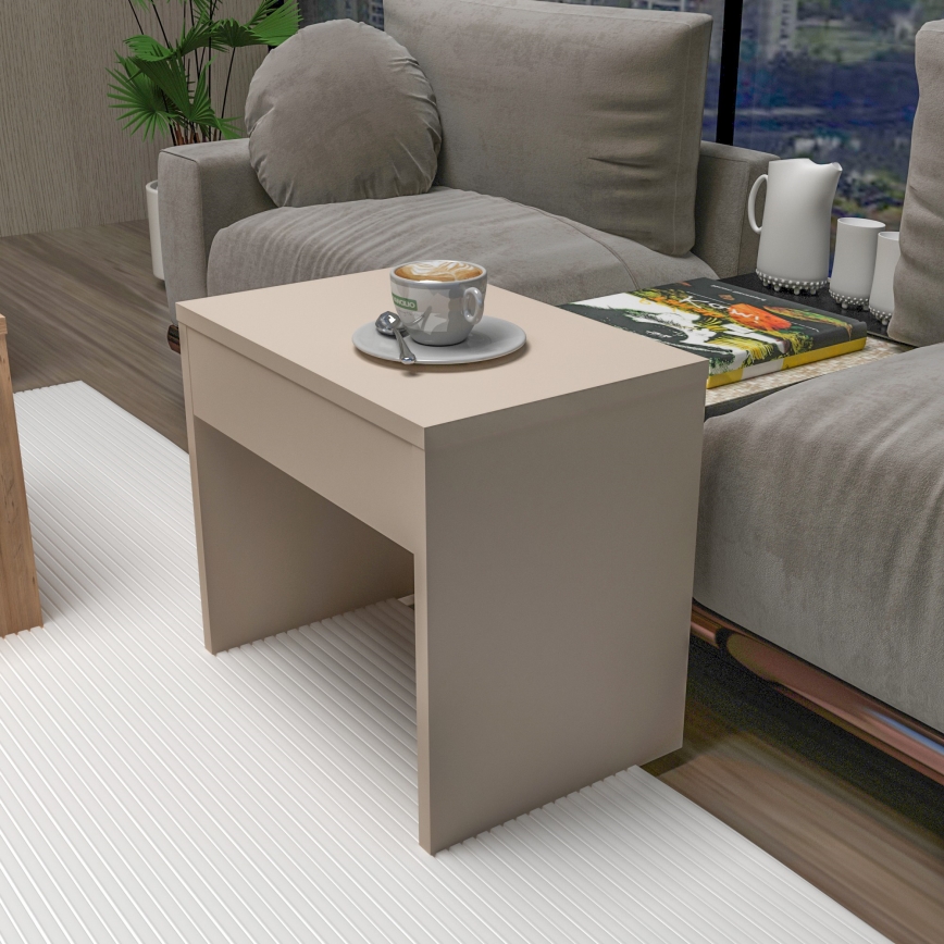 Set de 3 măsuțe de cafea SOLIS 45/45/100x30/30/40 cm bej/molid