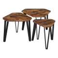 Set de 3 măsuțe laterale ELDUR maro/negru