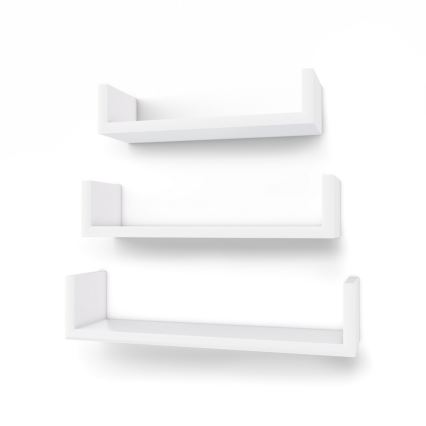Set de 3 polițe de perete SHELFY, albe