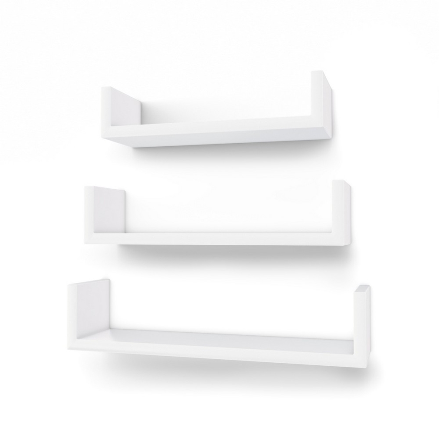 Set de 3 polițe de perete SHELFY, albe