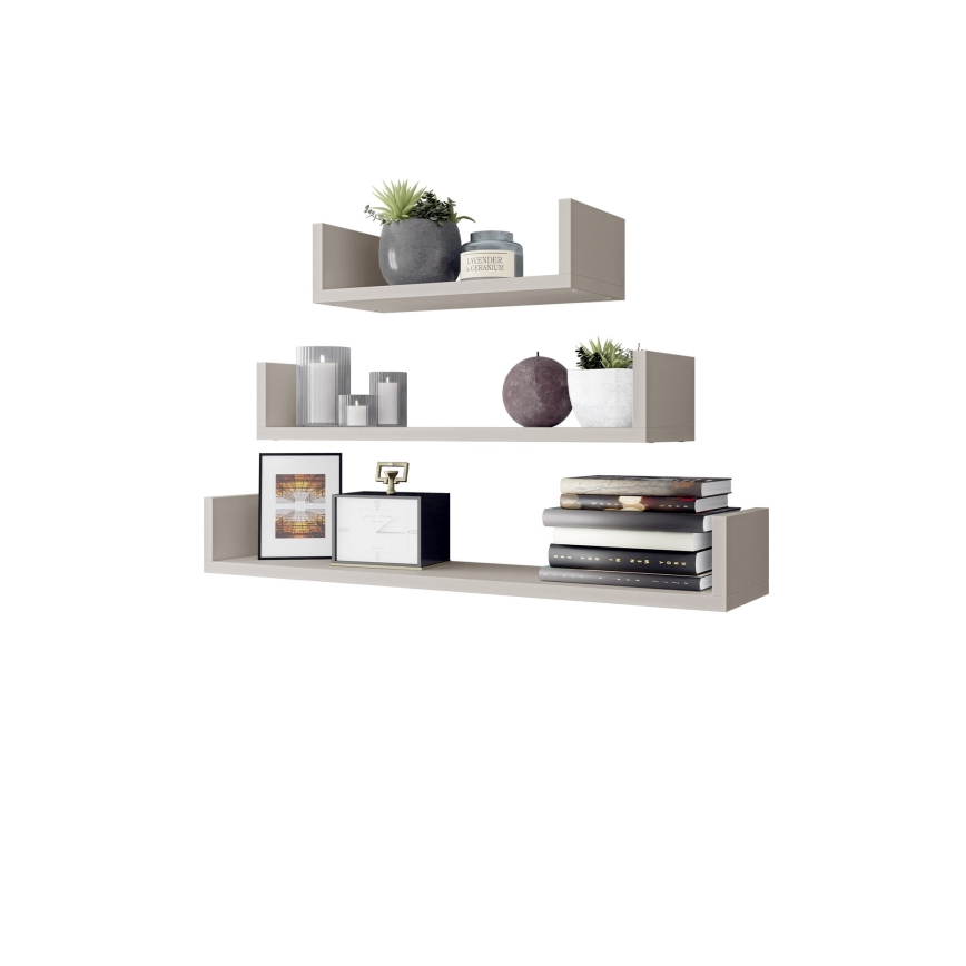 Set de 3 polițe de perete TRIO 40/60/80 x 11 x 18 cm, cașmir
