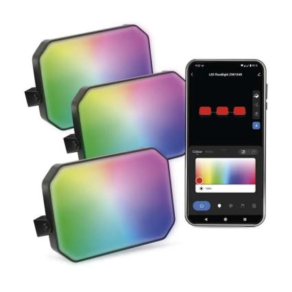 SET de 3 proiectoare LED RGBIC reglabile pentru exterior GoSmart LED/14W/230V 3000-6500K IP65 Wi-Fi Tuya