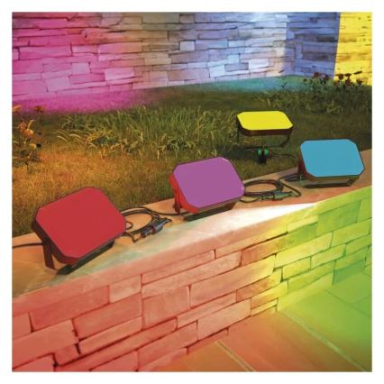 SET de 3 proiectoare LED RGBIC reglabile pentru exterior GoSmart LED/14W/230V 3000-6500K IP65 Wi-Fi Tuya