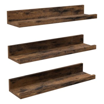 Set de 3 rafturi de perete SHELFY 38x5x10 cm, maro