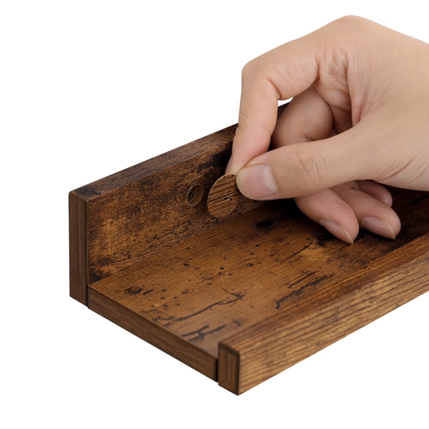 Set de 3 rafturi de perete SHELFY 38x5x10 cm, maro