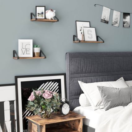 Set de 3 rafturi de perete SHELFY SHELFY maro/negru