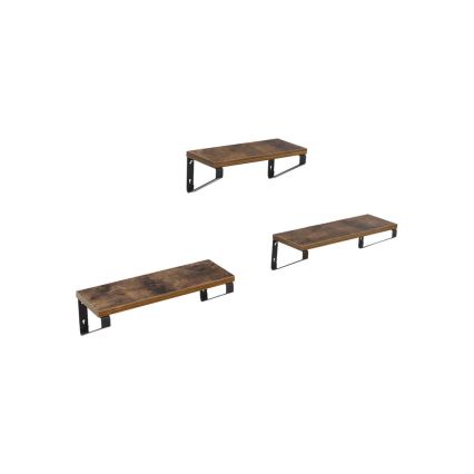 Set de 3 rafturi de perete SHELFY SHELFY maro/negru