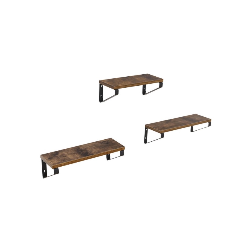 Set de 3 rafturi de perete SHELFY SHELFY maro/negru