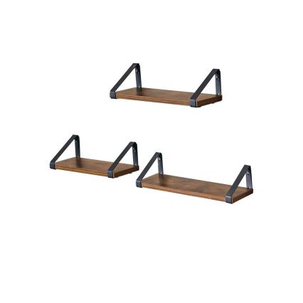 Set de 3 rafturi de perete SHELFY SHELFY maro/negru