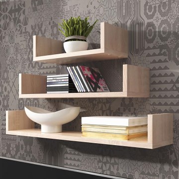 Set de 3 rafturi de perete TRIO 40/60/80 x 11 x 18 cm, stejar Sonoma