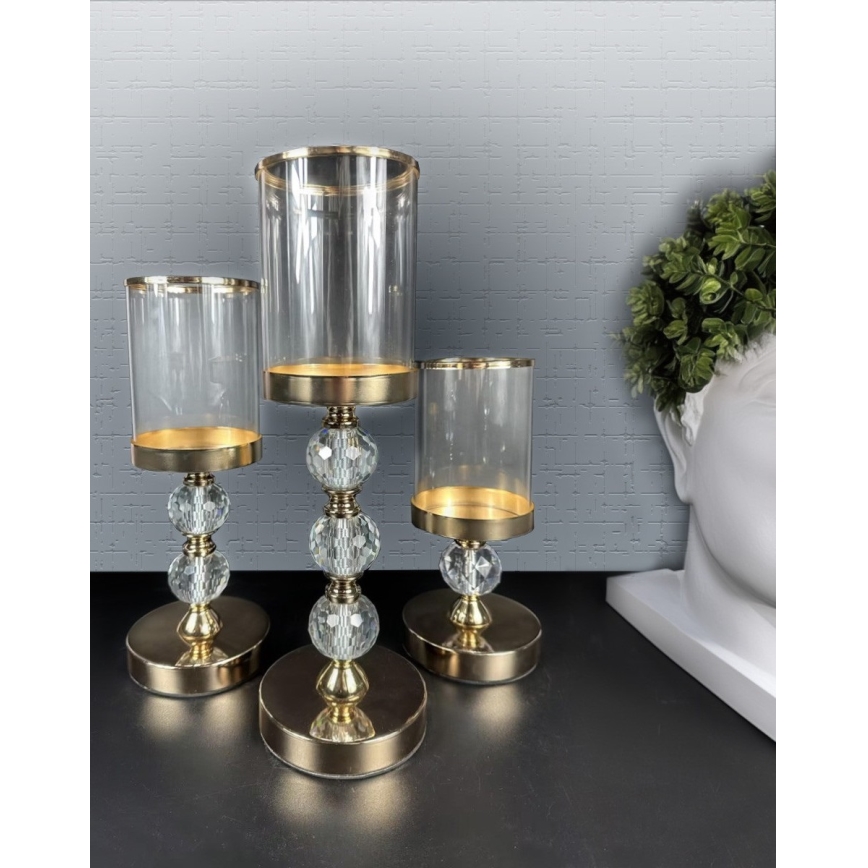 Set de 3 sfeșnice aurii