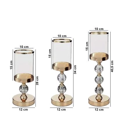 Set de 3 sfeșnice aurii