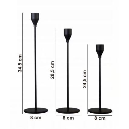 Set de 3 sfeșnice negre