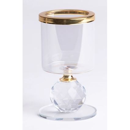 Set de 3 suporturi pentru lumânări, auriu/transparent