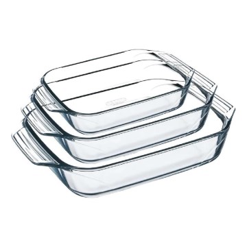 Set de 3 tăvi de copt PYREX, 2/3/4 l