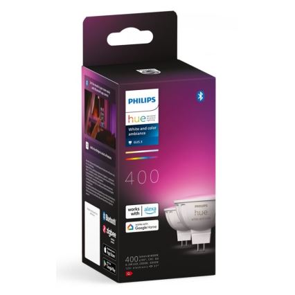 Set de 4 becuri LED RGBW dimabile Philips Hue WHITE AND COLOR AMBIANCE GU5,3/MR16/6,3W/12V 2000-6500K